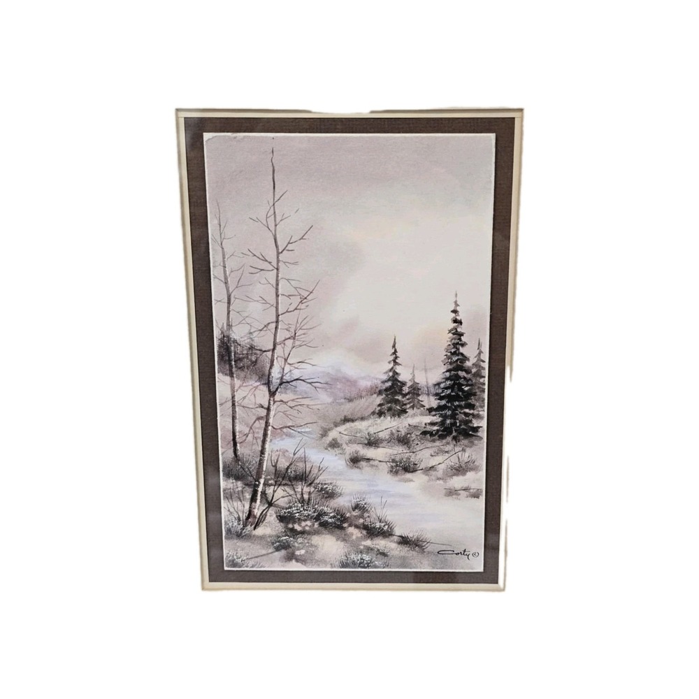 Vintage Robert Corty Mountainscape Framed Watercolor Painting